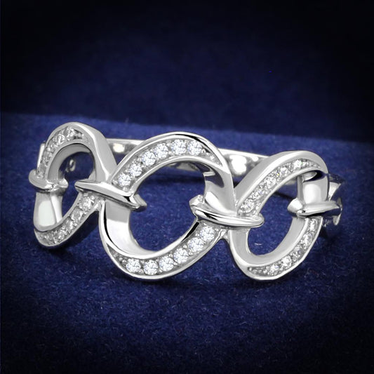 TS212 - Rhodium 925 Sterling Silver Ring with AAA Grade CZ in Clear-0