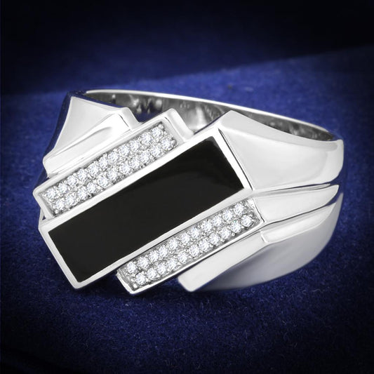 TS218 - Rhodium 925 Sterling Silver Ring with AAA Grade CZ in Clear-0