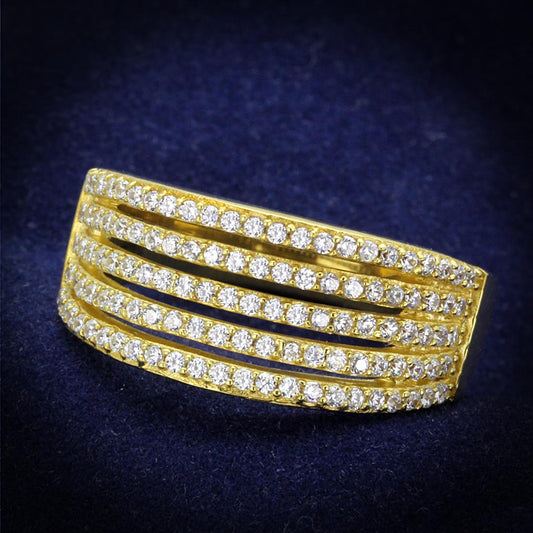 TS254 - Gold 925 Sterling Silver Ring with AAA Grade CZ in Clear-0