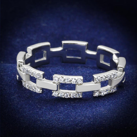TS257 - Rhodium 925 Sterling Silver Ring with AAA Grade CZ in Clear-0