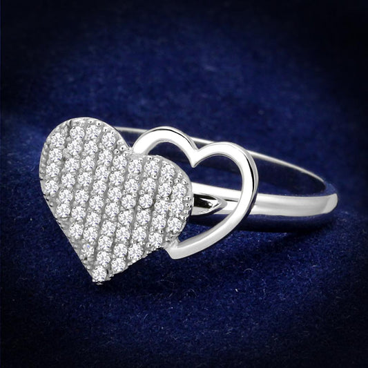 TS260 - Rhodium 925 Sterling Silver Ring with AAA Grade CZ in Clear-0