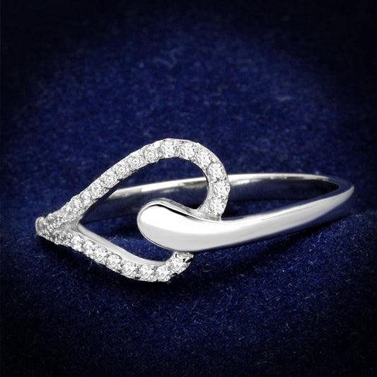 TS269 - Rhodium 925 Sterling Silver Ring with AAA Grade CZ in Clear-0