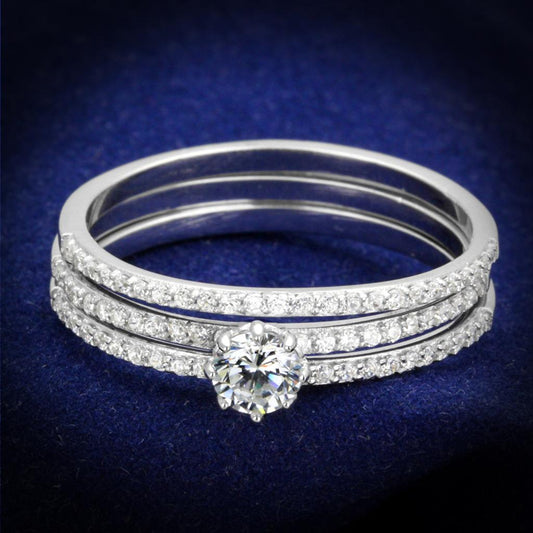 TS347 - Rhodium 925 Sterling Silver Ring with AAA Grade CZ in Clear-0