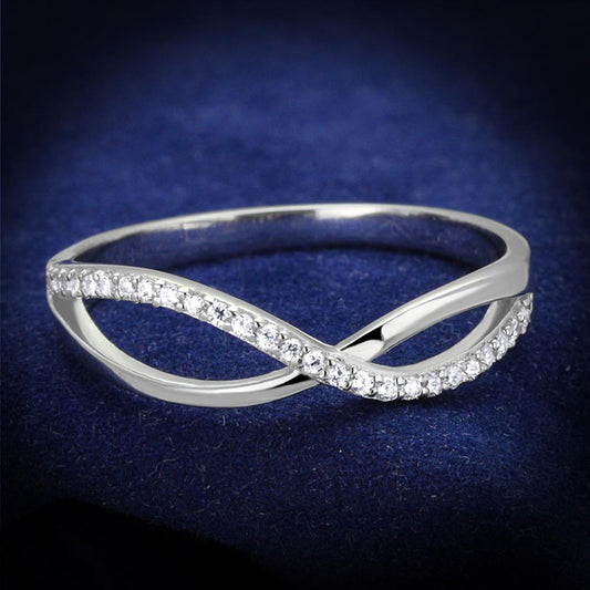 TS355 - Rhodium 925 Sterling Silver Ring with AAA Grade CZ in Clear-0