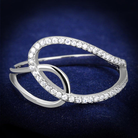 TS358 - Rhodium 925 Sterling Silver Ring with AAA Grade CZ in Clear-0