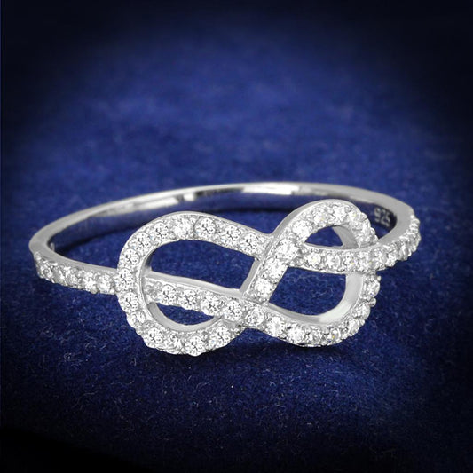 TS360 - Rhodium 925 Sterling Silver Ring with AAA Grade CZ in Clear-0