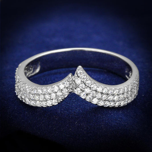 TS366 - Rhodium 925 Sterling Silver Ring with AAA Grade CZ in Clear-0