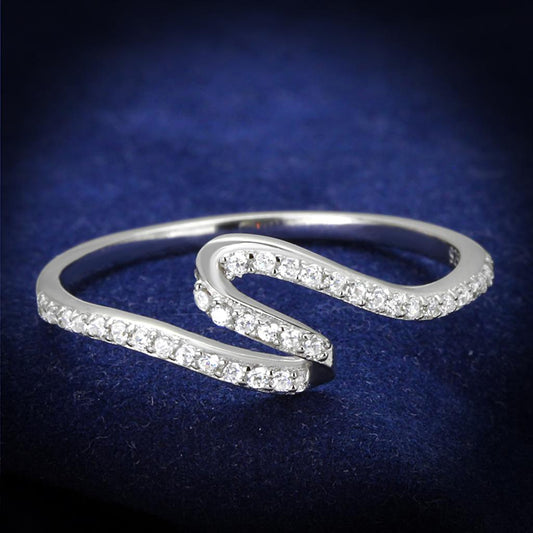 TS368 - Rhodium 925 Sterling Silver Ring with AAA Grade CZ in Clear-0
