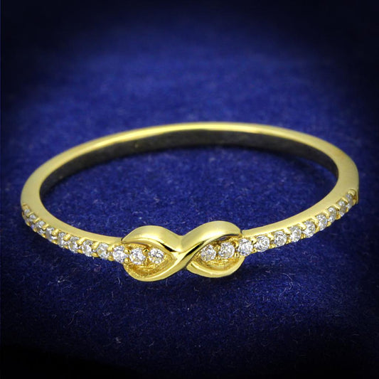 TS405 - Gold 925 Sterling Silver Ring with AAA Grade CZ in Clear-0