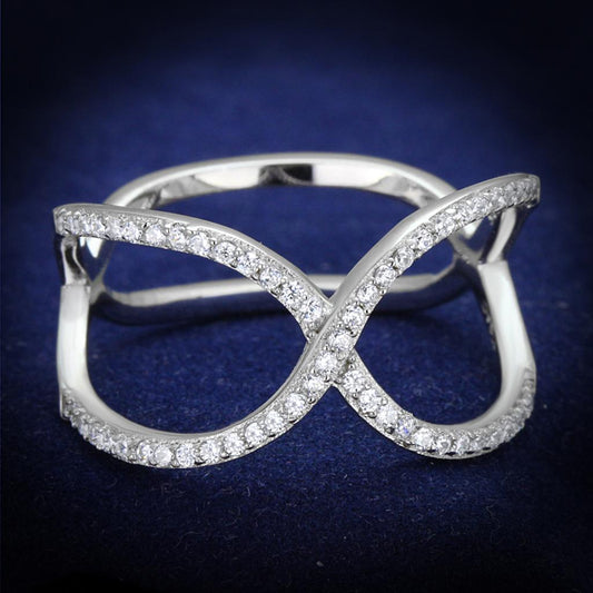 TS427 - Rhodium 925 Sterling Silver Ring with AAA Grade CZ in Clear-0