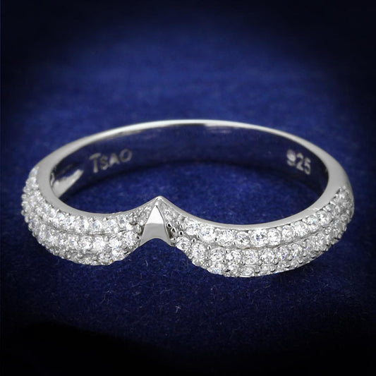 TS433 - Rhodium 925 Sterling Silver Ring with AAA Grade CZ in Clear-0
