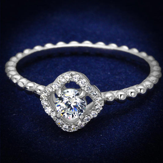 TS462 - Rhodium 925 Sterling Silver Ring with AAA Grade CZ in Clear-0