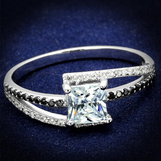 TS488 - Rhodium 925 Sterling Silver Ring with AAA Grade CZ in Clear-0