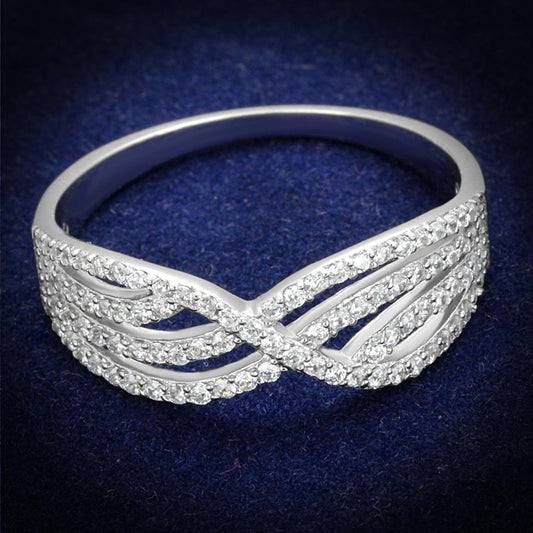TS516 - Rhodium 925 Sterling Silver Ring with AAA Grade CZ in Clear-0