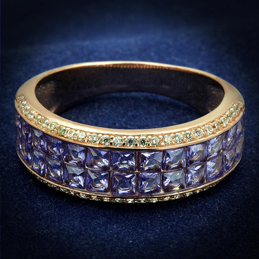 TS525 - Rose Gold 925 Sterling Silver Ring with AAA Grade CZ in Amethyst-0