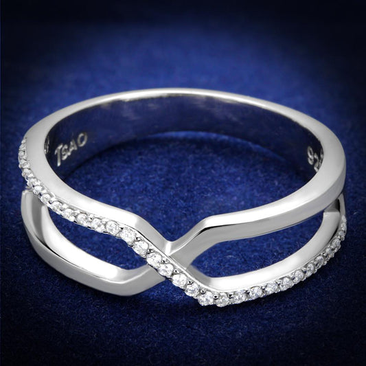 TS540 - Rhodium 925 Sterling Silver Ring with AAA Grade CZ in Clear-0
