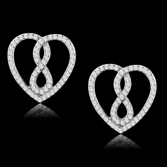 TS549 - Rhodium 925 Sterling Silver Earrings with AAA Grade CZ in Clear-0