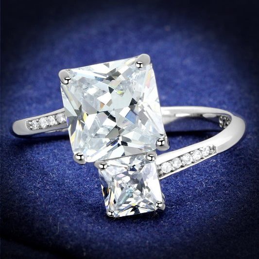 TS557 - Rhodium 925 Sterling Silver Ring with AAA Grade CZ in Clear-0