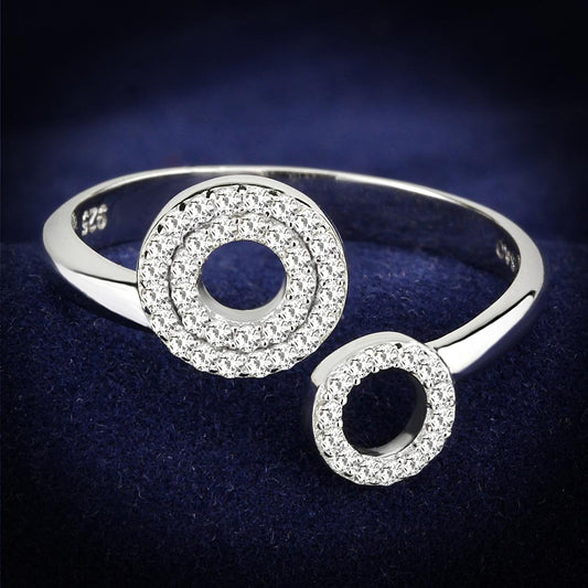 TS567 - Rhodium 925 Sterling Silver Ring with AAA Grade CZ in Clear-0