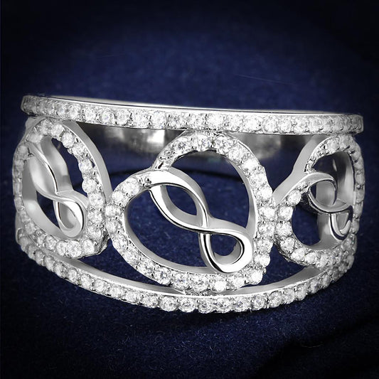 TS573 - Rhodium 925 Sterling Silver Ring with AAA Grade CZ in Clear-0
