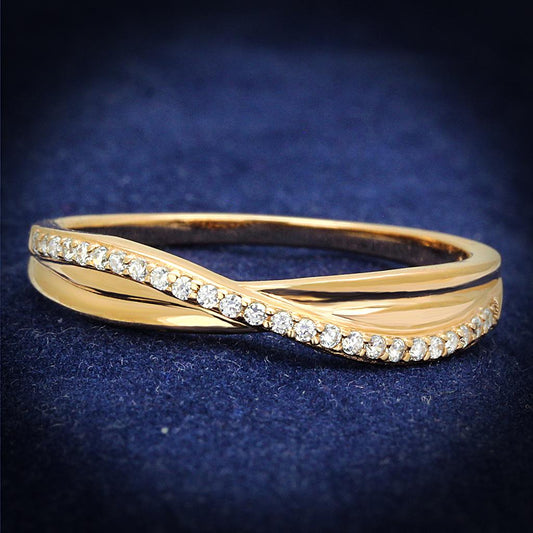 TS591 - Rose Gold 925 Sterling Silver Ring with AAA Grade CZ in Clear-0