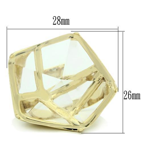 VL007 - Gold Brass Ring with Synthetic Synthetic Stone in Clear-1