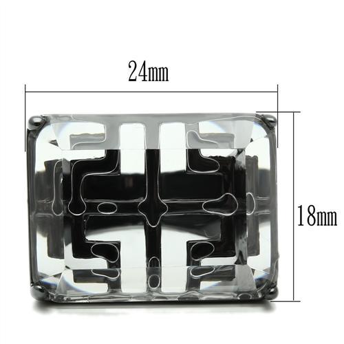 VL008 - TIN Cobalt Black Brass Ring with Synthetic Synthetic Stone in Clear-1