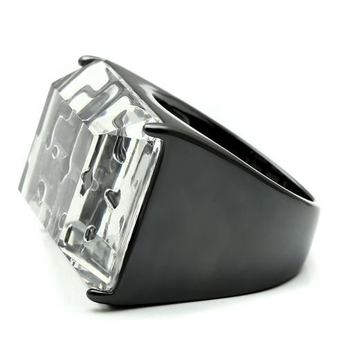 VL008 - TIN Cobalt Black Brass Ring with Synthetic Synthetic Stone in Clear-2