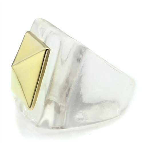 VL015 - Gold Brass Ring with Synthetic Synthetic Stone in Clear-2