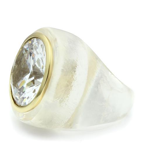 VL018 - Gold Brass Ring with AAA Grade CZ in Clear-2