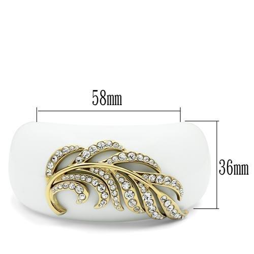 VL028 - IP Gold(Ion Plating) Brass Bangle with Synthetic Synthetic Stone in White-1