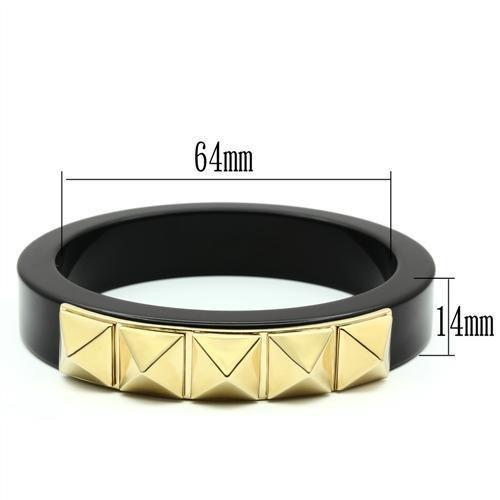 VL030 - IP Gold(Ion Plating) Brass Bangle with Synthetic Synthetic Stone in Jet-1