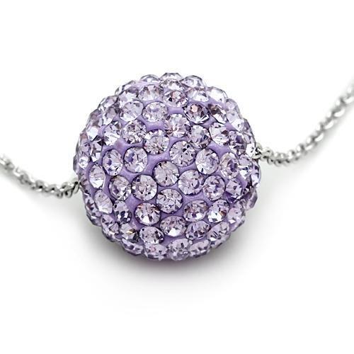 VL056 - Rhodium Brass Chain Pendant with Top Grade Crystal in Light Amethyst-1
