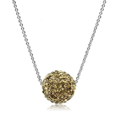 VL057 - Rhodium Brass Chain Pendant with Top Grade Crystal in Topaz-0