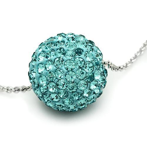 VL059 - Rhodium Brass Chain Pendant with Top Grade Crystal in Sea Blue-1