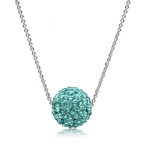 VL059 - Rhodium Brass Chain Pendant with Top Grade Crystal in Sea Blue-0