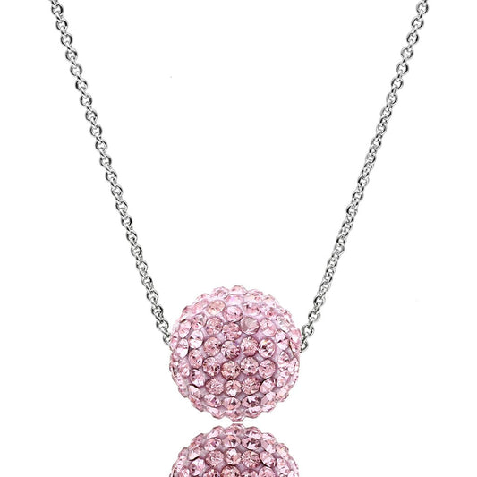 VL060 - Rhodium Brass Chain Pendant with Top Grade Crystal in Emerald-0