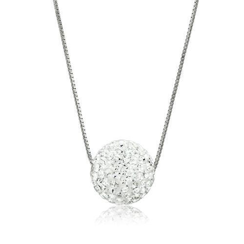 VL061 - Rhodium Brass Chain Pendant with Top Grade Crystal in Clear-0