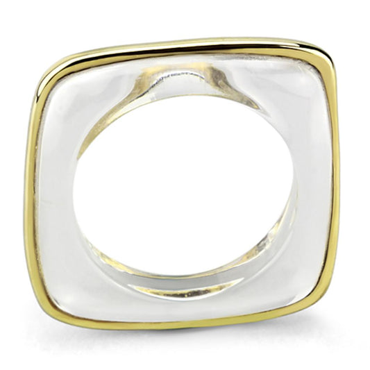 VL081 - IP Gold(Ion Plating) Brass Ring with Synthetic Synthetic Stone in Clear-0