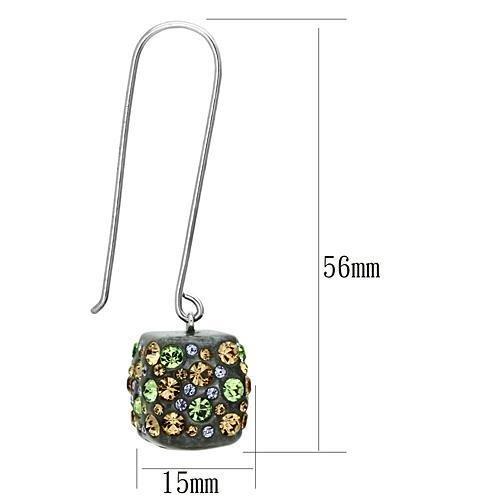 VL090 - High polished (no plating) Stainless Steel Earrings with Top Grade Crystal in Multi Color-1