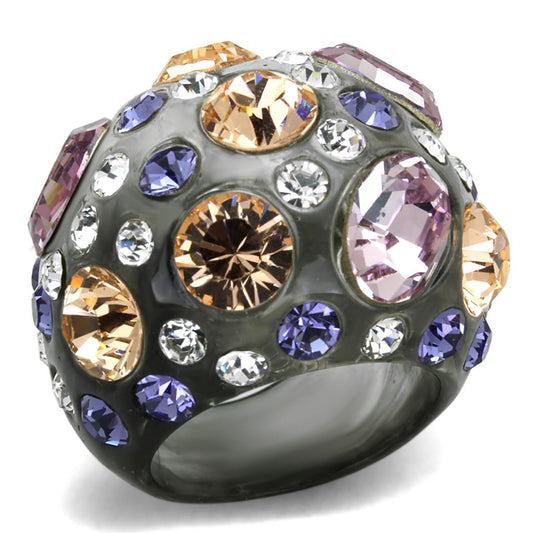 VL114 - Resin Ring with Top Grade Crystal in Multi Color-0