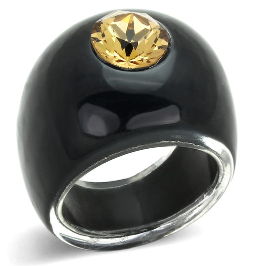 VL115 - Resin Ring with Top Grade Crystal in Light Smoked-0