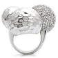 0W121 - Rhodium Brass Ring with AAA Grade CZ  in Clear-3