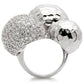 0W121 - Rhodium Brass Ring with AAA Grade CZ  in Clear-4