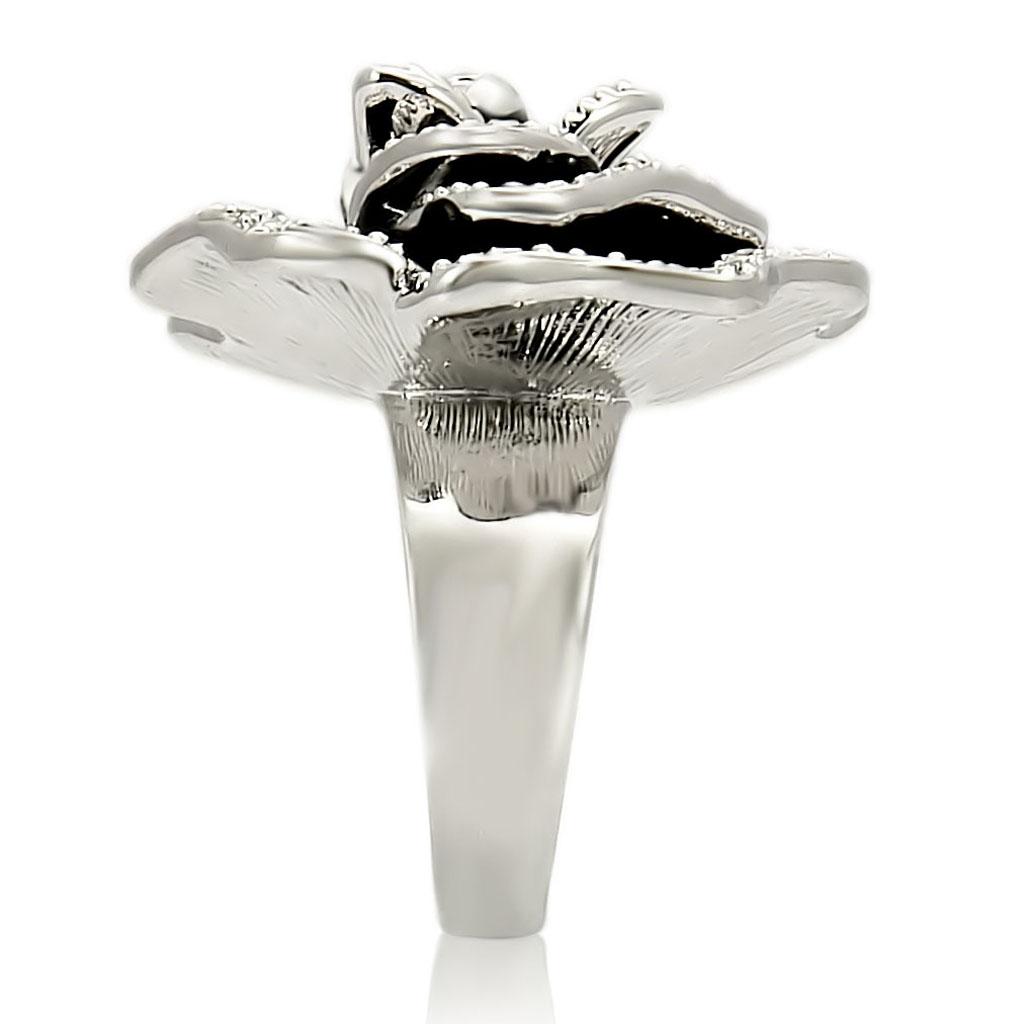 0W252 - Rhodium Brass Ring with Top Grade Crystal  in Clear-4