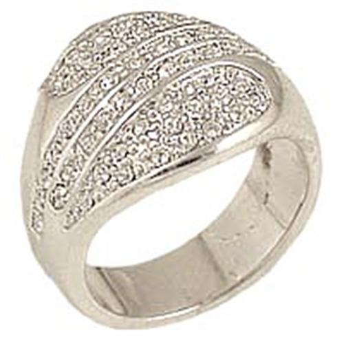 0C212 - Rhodium Brass Ring with Top Grade Crystal  in Clear-0