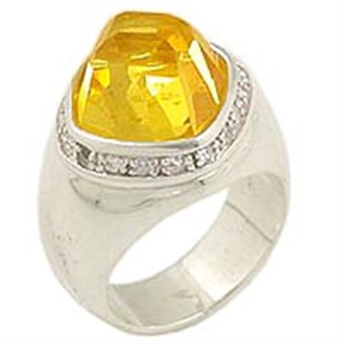 0F223 - High-Polished 925 Sterling Silver Ring with AAA Grade CZ  in Citrine-0