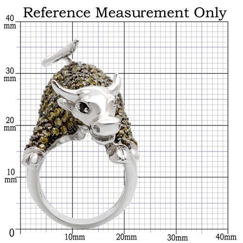 0W004 - Rhodium + Ruthenium Brass Ring with AAA Grade CZ  in Multi Color-1