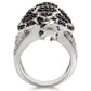 0W005 - Rhodium + Ruthenium Brass Ring with AAA Grade CZ  in Jet-3
