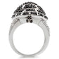 0W005 - Rhodium + Ruthenium Brass Ring with AAA Grade CZ  in Jet-4